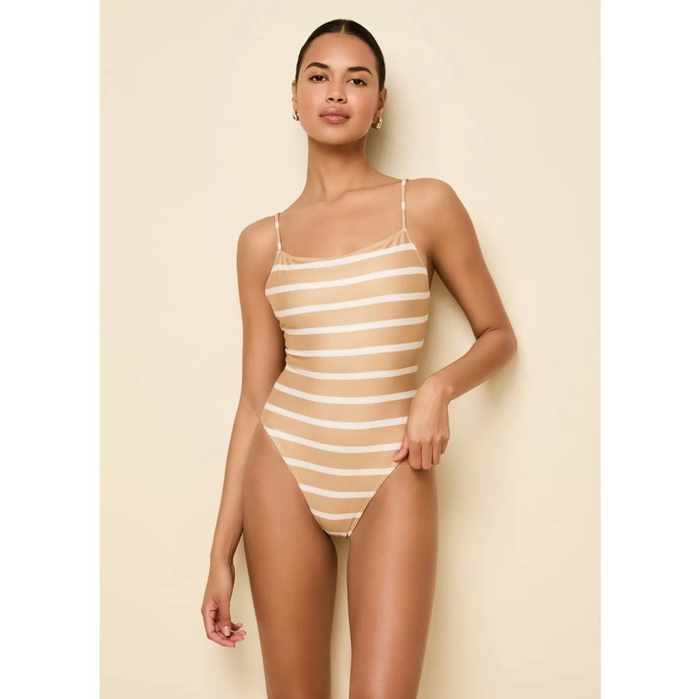NWT Solid & Striped Camel Stripe One Piece M